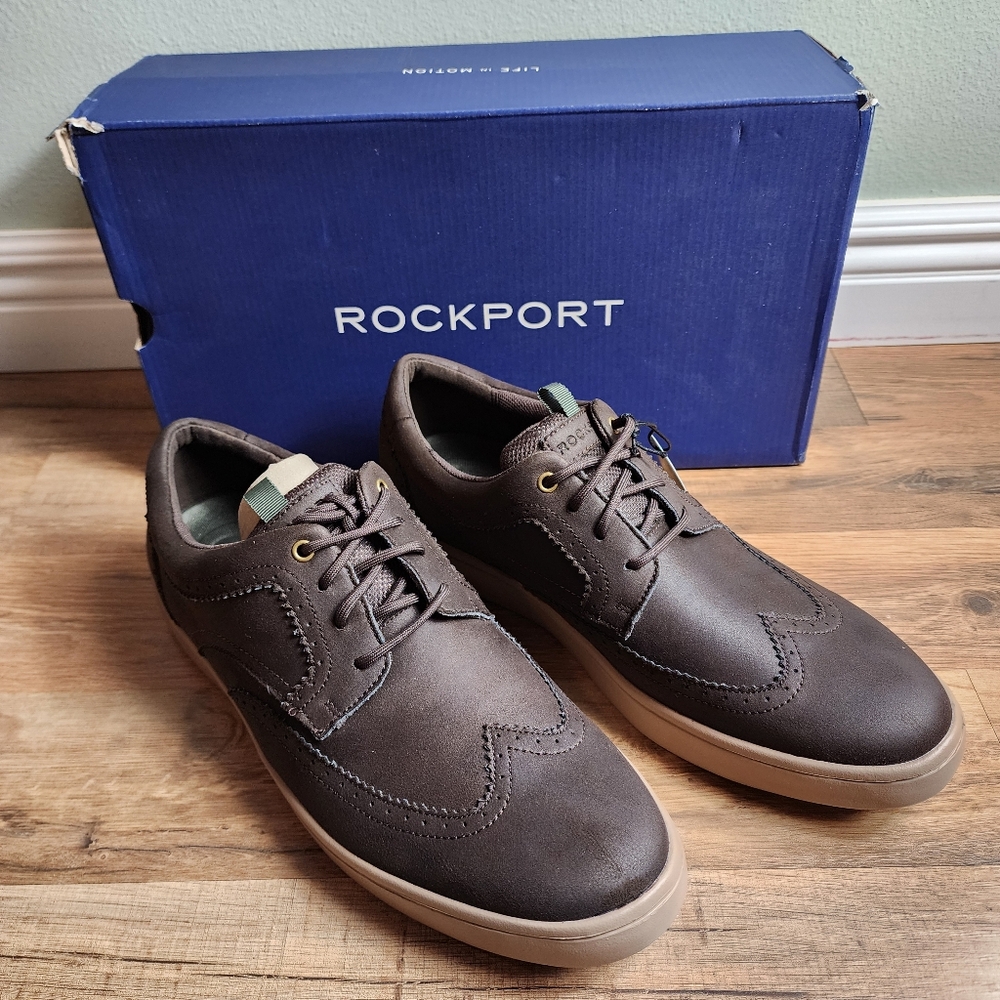 ❗️NWT❗️Rockport Men's Colle Wing Tip Sneaker Java (Dark Brown) Size 11.5 Wide